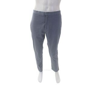 Spoke Mens Cotton Drawstring Flat Front Straight Leg Gray Blue Size 34